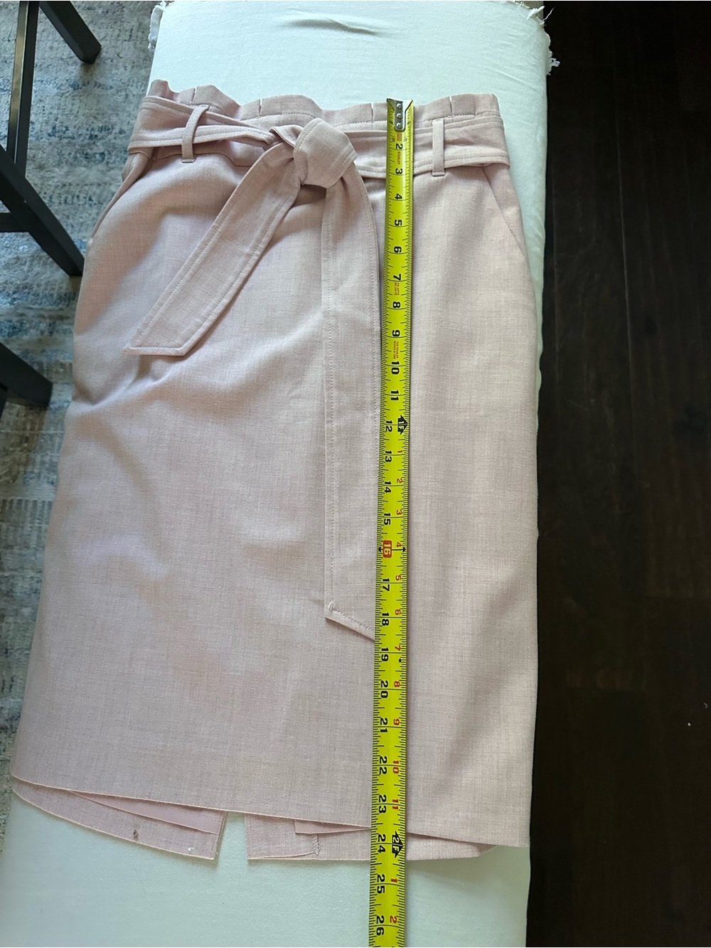 Ann Taylor Blush Pink Tie Waist Pencil Skirt Size 00 Belted Midi Career - Picture 12 of 12